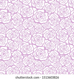 Beautiful seamless pattern in roses with contours. Hand-drawn contour lines and strokes. Perfect for background greeting cards and invitations of the wedding, birthday, Valentine's Day