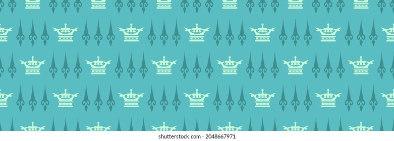 beautiful seamless pattern in royal style in blue and green colors vector graphic