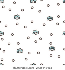 Beautiful seamless pattern with sea or ocean life. Undersea backdrop with shell and pearl. Vector illustration in cute kawaii style