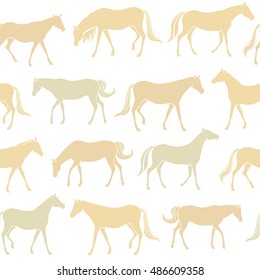 Beautiful seamless pattern with silhouette horses. Stylish vector illustration