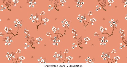 Beautiful seamless pattern with simple flowers. Suitable for textiles, wrappers, covers, paper, printing, scrapbooking and decorative elements. Soft color flower