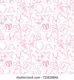 beautiful seamless pattern of sketch pink swimsuits. hand-drawn illustration