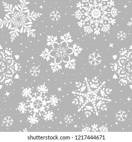 Beautiful seamless pattern with snowflake circle. Vector illustration. Winter background for Christmas or New Year design. Winter motifs