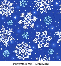 Beautiful seamless pattern with snowflake circle. Vector illustration. Winter background for Christmas or New Year design. Winter motifs