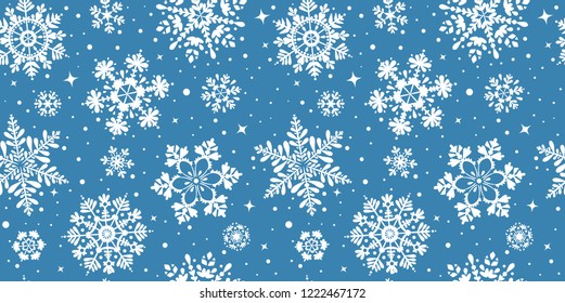 Beautiful seamless pattern with snowflake circle. Vector illustration. Winter background for Christmas or New Year design. Winter motifs