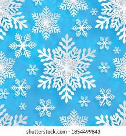 Beautiful seamless pattern with snowflake circle. Vector illustration. Winter background for Christmas or New Year design on paper color Background.