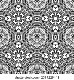 Beautiful seamless pattern with snowflake circle. Vector illustration. Winter background for Christmas or New Year design. Winter motifs,