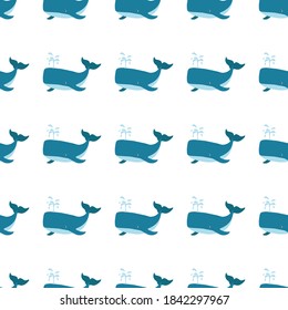 Beautiful seamless pattern with a sperm whale on a white background. Marine reptiles in a flat style. Cartoon wildlife for web pages.
Stock vector illustration for decor and design, textile,
wallpaper