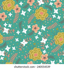 Beautiful seamless pattern with spring flowers. Bright illustration, can be used for creating card, invitation card for wedding,wallpaper and textile.