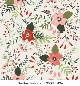 Beautiful seamless pattern with spring flowers. Bright illustration, can be used for creating card, invitation card for wedding,wallpaper and textile.