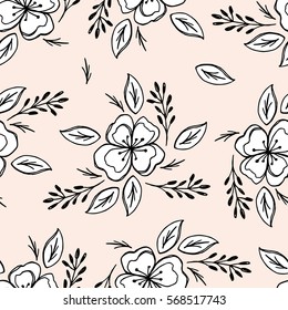 Beautiful seamless pattern with spring flowers. Bright illustration, can be used for wrapping paper, invitation card for wedding,wallpaper and textile. Vector illustration