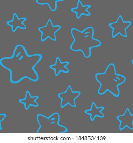 Beautiful seamless pattern with stars in hand-drawn style. Vector illustration