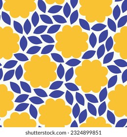 Beautiful seamless pattern with stylised Flowers and Leaves. Vector abstract floral texture. Decorative background in retro style