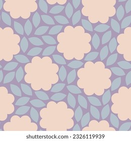 Beautiful seamless pattern with stylised Flowers and Leaves. Vector abstract floral texture. Decorative background in retro style