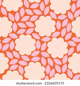 Beautiful seamless pattern with stylised Flowers and Leaves. Vector abstract floral texture. Decorative background in retro style