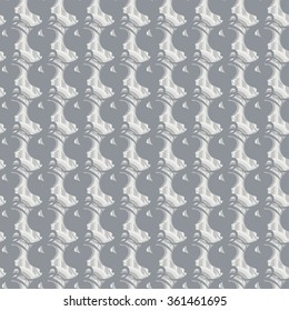Beautiful seamless pattern with swirls in shades of gray with stripes on the background. Vector illustration for stylish creative design