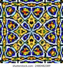 Beautiful seamless pattern tile. Colorful abstract geometric fractal drawing.