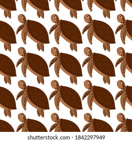 
Beautiful seamless pattern with turtles on a white background. Marine reptiles in a flat style. Cartoon wildlife for web pages.
Stock vector illustration for decor and design, textiles,
wallpaper