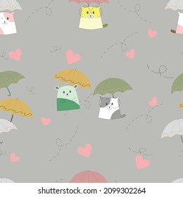 beautiful seamless pattern of umbrella and doodle