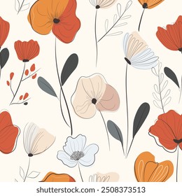 Hermoso Vector sin fisuras con flores. Fondo floral. Patrón para la moda, la tela y todos los estampados