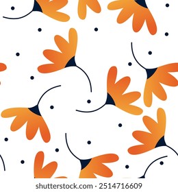 Vetor de padrão perfeito bonito com flores laranja. Fundo floral. Padrão para moda, tecido e impressões no fundo branco