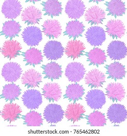 Beautiful seamless pattern with vintage flowers asters. design for greeting cards and invitations of wedding, birthday, Valentine's Day, mother's day and other seasonal holiday.