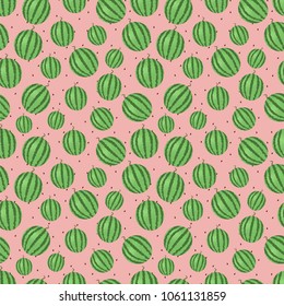 Beautiful seamless pattern, watermelon and seeds. Vector illustration