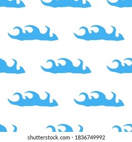 Beautiful seamless pattern with wave on a white background. Sea spray in flat style.
Stock vector illustration for decor and design, textiles,
wallpaper, wrapping paper