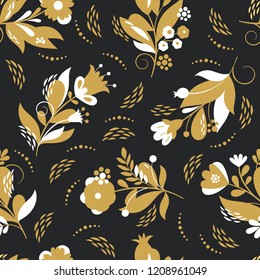 beautiful seamless pattern, whimsical flowers, vector  illustration