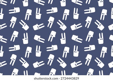 Hermoso patrón sin fisuras con conejo blanco sobre fondo azul oscuro. Fiesta religiosa de Pascua, temporada de invierno, animales de la vida silvestre. Diseño de Vector plano. Para textiles, embalajes, fondos o Sitios web.