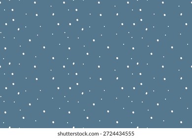 Belo padrão sem emenda em pontos de polca branco desigual. Manchas abstratas. Neve caindo à noite. Noite de inverno. Vetor. Para papel de parede, têxteis, embalagens, fundos ou sites. Ponto Polka.