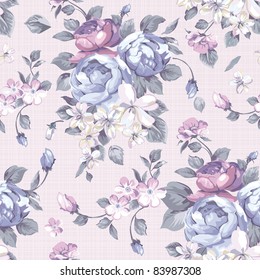 Beautiful Seamless peony pattern on pink background, vector illustration