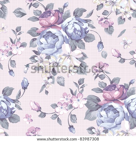 Beautiful Seamless peony pattern on pink background, vector illustration