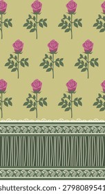 beautiful seamless pink rose pattern on earth-tone background for textile suitable for clothes and interior design it gives lovely design of floral background floral wallpaper and floral bg. I drew it myself and it's not AI generated!