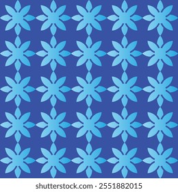 A beautiful seamless repeated flower pattern vector template featuring vibrant blue and pinky tones. Perfect for tiles, backgrounds, fabric designs, or creative projects needing colorful elegance.