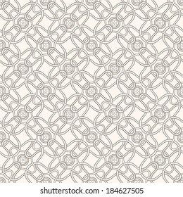 beautiful seamless retro background with beige abstract pattern with small flowers and circles. vector illustration 