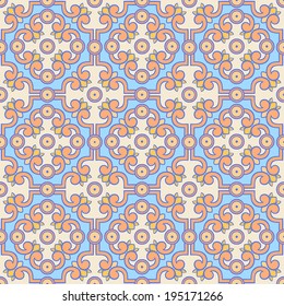 beautiful seamless retro pattern with yellow and orange flowers on a blue background. vector illustration
