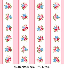 Beautiful Seamless rose pattern,  illustration.  Ideal for printing onto fabric and paper or scrap booking. Pink, yellow and green color. Cottage shabby chic style.