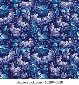 Beautiful seamless rowan pattern with ash berry