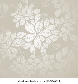 Beautiful seamless silver leaves wallpaper. This image is a vector illustration.