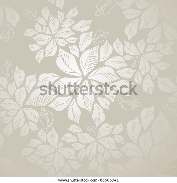 Beautiful Seamless Silver Leaves Wallpaper This Stock Vector (Royalty ...