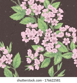 Beautiful  seamless spring pattern with green branches.