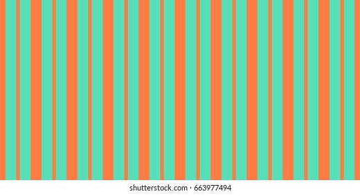 Beautiful Seamless striped pattern with orange stripe on a teal background. Vintage wallpaper. Can be used for Wallpapers, wrapping paper, textile. Wide screen Vector illustration.
