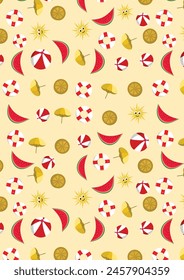 Beautiful seamless Summer Vacation Seamless pattern. vibrant bright color vector illustration.