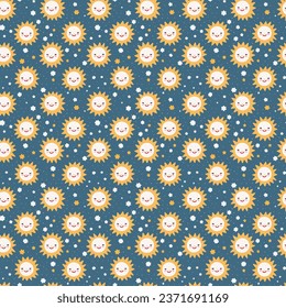 Beautiful seamless sun pattern design for decorating, backdrop, fabric, wallpaper and etc.