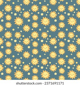 Beautiful seamless sun pattern design for decorating, backdrop, fabric, wallpaper and etc.