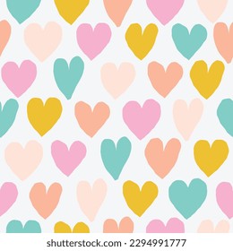 Hermosa textura sin costura con diferentes corazones. Textura vectorial romántica con corazones coloreados. Fondo de amor brillante
