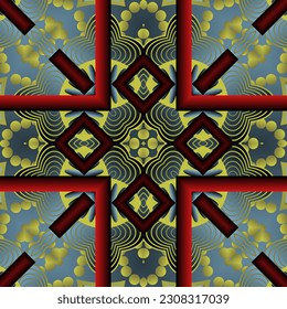 Beautiful seamless textured abstract background in red, yellow, blue and black colors