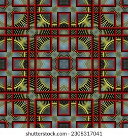 Beautiful seamless textured abstract background in red, yellow, blue and black colors