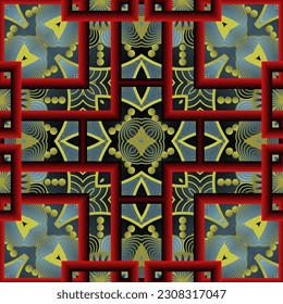 Beautiful seamless textured abstract background in red, yellow, blue and black colors